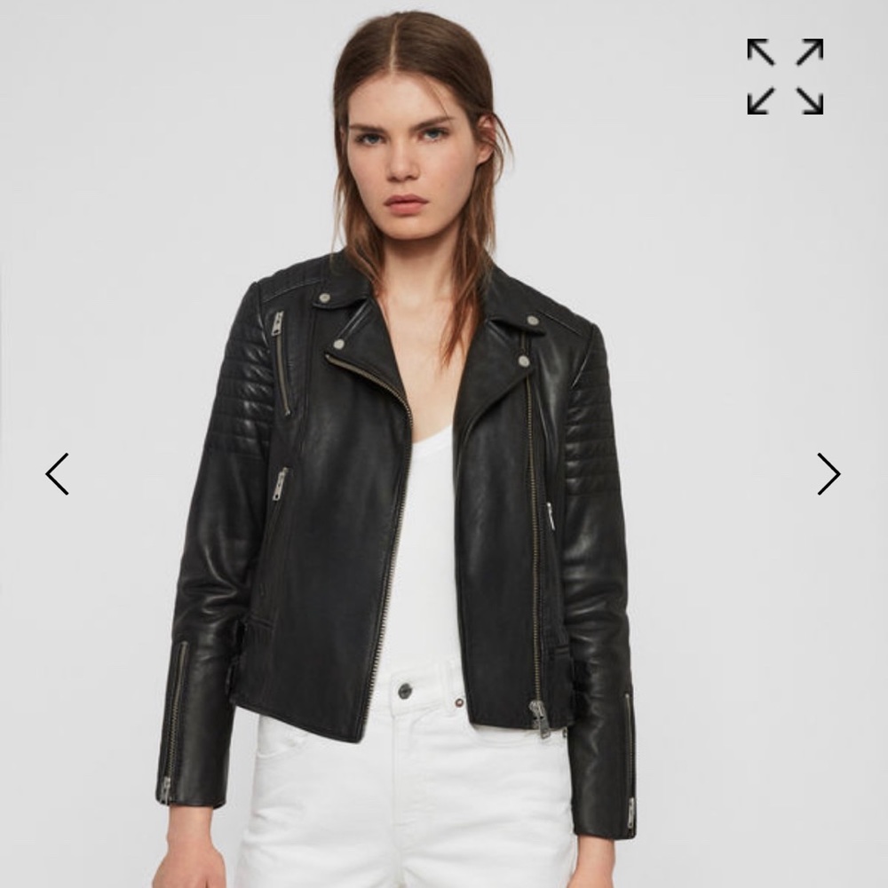 AllSaints Papin leather biker jacket - size 0